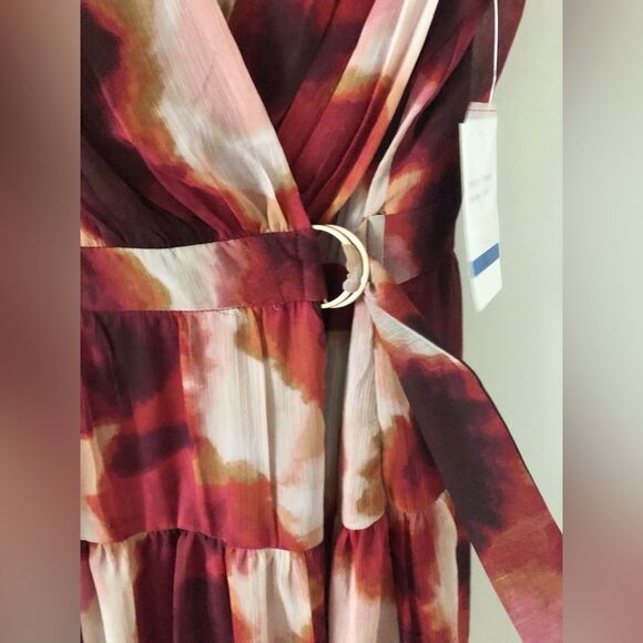 NWT Taylor Sleeveless Wrap Dress in Red Multi Watercolor Print - Size XL - Picture 5 of 12